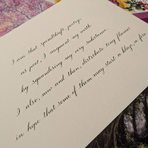 Custom calligraphy poem. Copperplate style. 🌿 #copperplatecalligraphy #customcalligraphy #poetry #blackink Poetry Calligraphy, Calligraphy Poem, Copperplate Calligraphy, Custom Calligraphy, Poetry, Calligraphy, Quick Saves