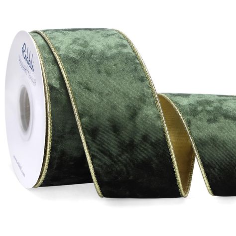 PRICES MAY VARY. Size: 2-1/2 inch wide ribbon, continuous 10 yards length without splices, 1 roll per package Material: Made of polyester, gorgeous velvet on one side, back side with glossy metallic luster Metallic Wired Edge: Workmanship with soft iron wire on both sides and with beautiful metallic edge, convenient for you to shape and fix Design: Elegant velvet with a glossy and crushed texture that changes with the light, the back is made of gold or silver glossy fabric that matches the velve Velvet Ribbon On Trees Christmas, Olive Green And White Christmas Decor, Green Velvet Ribbon Christmas Tree, Green And Cream Christmas Decor, Ribbon On Trees Christmas, Sage Green Christmas Decor, Sage Green Christmas Tree, Metallic Christmas Decor, Velvet Christmas Tree