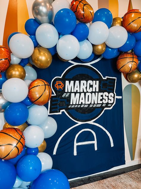 March Madness Decor, Basketball Balloon Arch, March Madness Party, Attendance Incentives, Basketball Banquet, March Madness Parties, Church Youth Group, Basketball Theme, Basketball Party