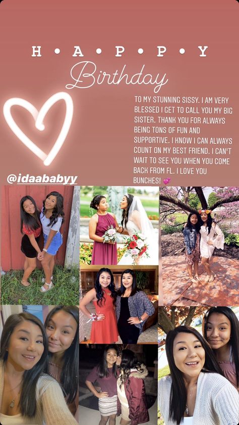 Birthday Collages Instagram, Birthday Wishes For Sister Ig Story, Sisters Birthday Instagram Story, Birthday Post For Sister Instagram, Sister Birthday Post Instagram, Sister Paragraphs For Birthday, Birthday Best Friend Story, Birthday Story Instagram Ideas For Sister, Bday Wishes For Sister Insta Story