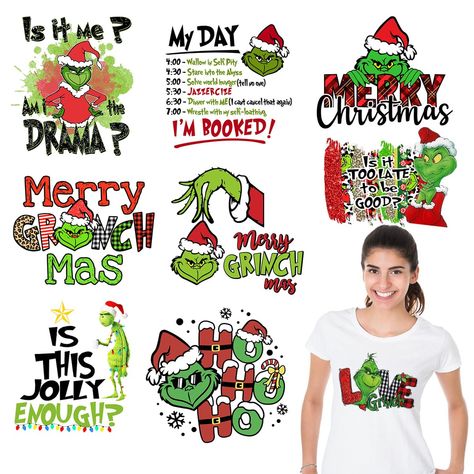 Ugly Christmas Tshirts, Christmas Shirt Ideas Vinyl, Christmas Iron On Transfers, Homemade Ugly Christmas Sweater, Christmas Shirt Ideas, Iron On Letter Patches, Christmas Drawings, Grinch Shirts, Hoodie Diy