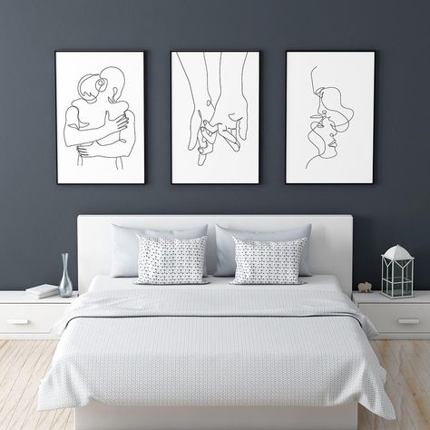 Wall Art - Area Collections Couples Wall Art, Bedroom Decor For Couples, Couple Hands, Cubism Art, Art Area, Line Art Design, Bedroom Pictures, Above Bed, Couple Bedroom