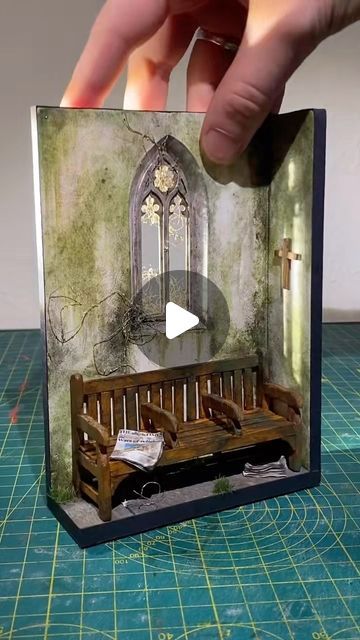 Miniature Model Making on Instagram: "Making a miniature abandoned church window!! #abandoned #church #realisticart #reelsart #handmade" Bookshelf Art, Church Window, Abandoned Church, Tanah Liat, Origami Crafts Diy, Furniture Small Spaces, Diy Crafts Room Decor, Miniature Diy, Miniatures Tutorials