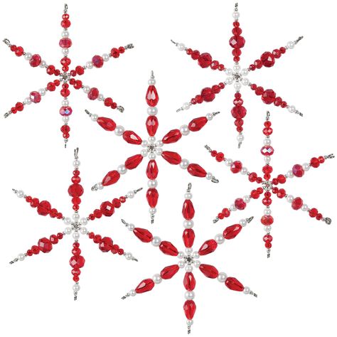 Crocheting Stitches, Beaded Snowflakes Ornament, Beaded Snowflakes, Beaded Christmas Ornaments, Christmas Bead, Crystal Ornament, Ornament Kit, Beaded Ornaments, Snowflake Ornaments