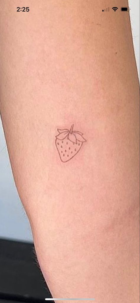 Strawberry Tattoo Aesthetic, Strawberry Stick And Poke, Dainty Strawberry Tattoo, Fine Line Strawberry Tattoo, Tiny Strawberry Tattoo, Strawberry Tattoo Small, Red Strawberry Tattoo, Cute Strawberry Tattoo, Strawberry Tattoo Design