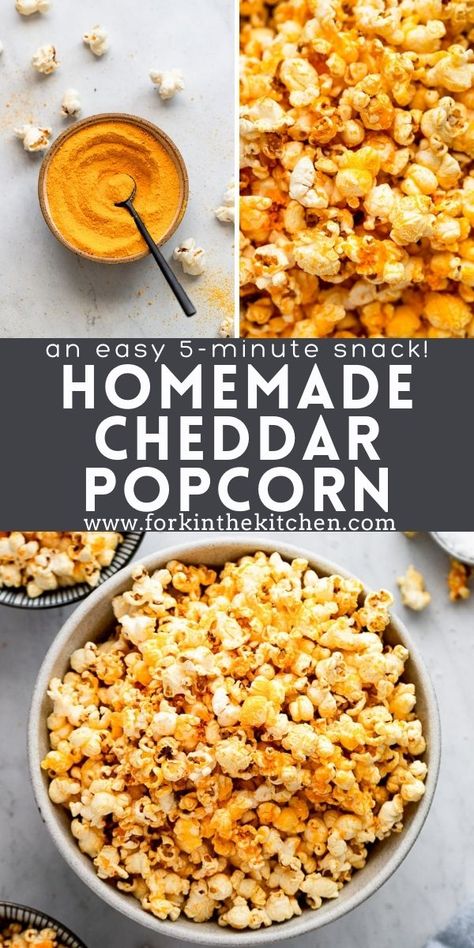 Make cheddar cheese popcorn when you're craving this crunchy, cheesy snack. You won't be able to get enough of it, and you'll love my easy shortcut for this homemade stovetop version. Diy Cheddar Popcorn, Homemade Cheese Popcorn, Homemade Cheddar Popcorn, Cheese Popcorn Recipe Homemade, Cheesy Popcorn Recipe, Stir Crazy Popcorn Recipes, Cheese Popcorn Recipe, Diy Popcorn Seasoning, Popcorn Recipes Cheese