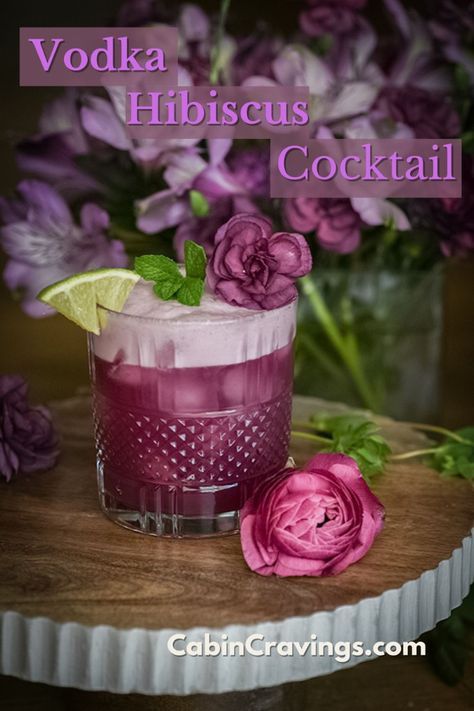 This beautiful cocktail is not only GORG, but it's absolutely delicious, and so easy to make.  An absolute must for the next girls night, Mother's Day or summer get-together Spa Day Cocktails, Girls Night Cocktail Recipes, Girls Night Cocktails Easy, Cocktails Girls Night, Holiday Recipes Christmas Appetizers, Girls Night Cocktails, Hibiscus Cocktail, Vodka And Pineapple Juice, Girls Night Drinks