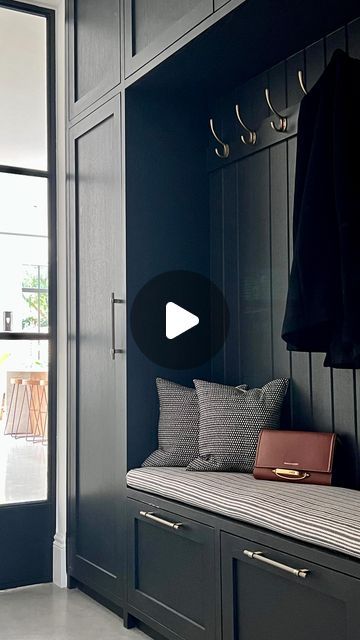 Hannah Hampton on Instagram: "A little insight into one of the most hardworking areas of our home! The hallway cloaks and shoes area - designed to avoid the pile of shoes left at the door!   There are 5 of us in our family, so we made sure that each of us had our own shoe drawer below the bench (covered in @torimurphytextiles fabric), then we have coat hooks above (hooks from @jimlawrencemade) and lots of surrounding cupboards for all the paraphernalia that comes with life and all the seasons - hats, gloves, boots, helmets, umbrellas, picnic rugs etc!   Hope this helps. X   #hallwaycloaks #hallwayinspo #hallwaydesign #cloaks #coathooks #hallwaycoats #shoedrawers #bespokebench #hallwaycupboards #hallwayideas #victoriantiles #hallwaypanelling #hallwaygoals #coatseason #hallwaystorage" Hallway Coat And Shoe Storage, Hamptons Hallway, Hannah Hampton, Hallway Coat Storage, Pile Of Shoes, Coat Cupboard, Hallway Panelling, Hallway Cupboards, Hall Storage