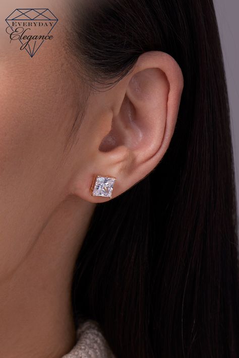 Make her shine like a Princess with these 14K white gold stud earrings featuring sparkling princess-cut zirconia. Shop now on Amazon. Princess Cut Earrings, Stud Earrings Women, Heart Cushion, Princess Cut Gold, White Gold Earrings Studs, Solitaire Studs, Yellow Earrings, Cubic Zirconia Earrings, Zirconia Earrings