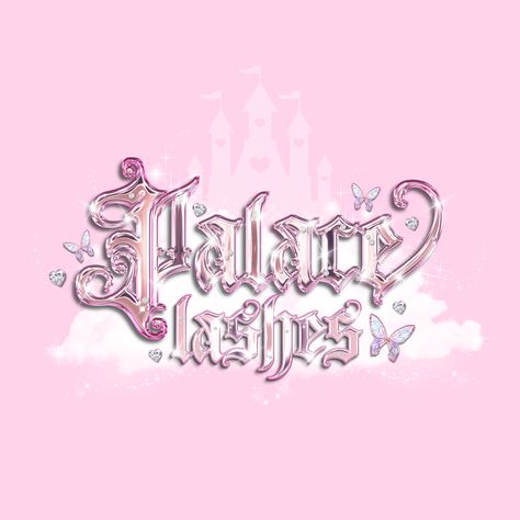 Chrome Pink princess logo on a pink background Barbiecore Graphic Design, Princess Graphic Design, Princess Logo Design, Vibes Logo Design, Nail Business Logo, Princess Word, Girly Logo Design, Vibes Logo, Princess Logo