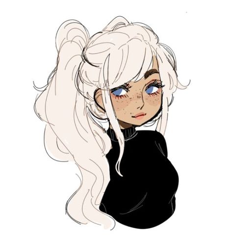 Girl with white hair, drawing, cute!! Cartoon Drawings Of People, Prințese Disney, Pahlawan Marvel, Cartoon Girl Drawing, Art Pastel, 인물 드로잉, 캐릭터 드로잉