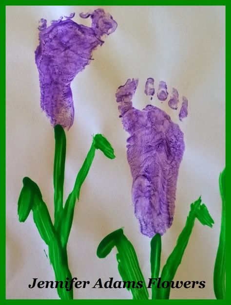 Spring Projects For Infants, Spring Footprint Crafts, Flower Footprint Art, Spring Footprint Art, Footprint Flowers, Infants Crafts, Daycare Job, Flower Footprint, Baby Footprint Crafts