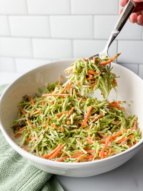 Broccoli Slaw Salad - Alex Daynes Broccoli Slaw Recipes No Mayo, Broccoli Slaw Mix Recipes, Healthy Broccoli Slaw, Inspired Taste Broccoli Slaw, Broccoli Slaw Salad, Smitten Kitchen Broccoli Slaw, Slaw Salad, Broccoli Stalk, Vanilla Granola