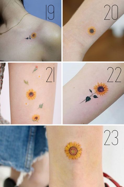 Little Sunflower Tattoo, Tiny Sunflower Tattoo, Dainty Sunflower Tattoo, Small Sunflower Tattoos, Cute Sunflower Tattoo, Girasoles Tattoo, Small Sunflower Tattoo, Simbols Tattoo, Sunflower Tattoo Meaning