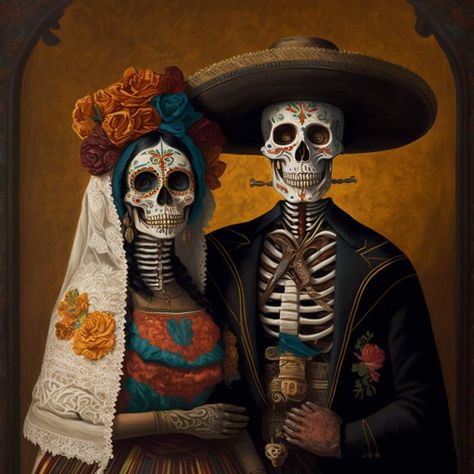 Mexican Skeleton Art, Mexican American Art, La Catrina Art, Fancy Skeleton, Mexican Skull Art, Mexican Art Painting, Mexican Skeleton, Dia De Los Muertos Decorations Ideas, Hispanic Art