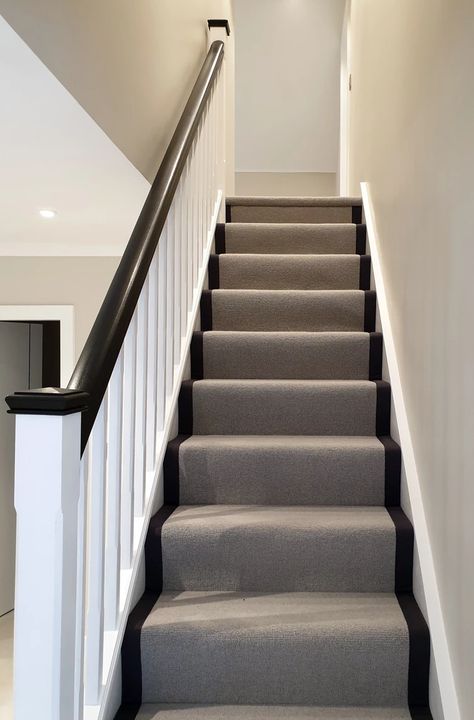 Starry Night Painting Ideas, Night Painting Ideas, Small Staircase Ideas, Diy Starry Night, Grey Carpet Runner, Grey Stair Carpet, Painted Staircase, Unique Staircase, Staircase Gallery