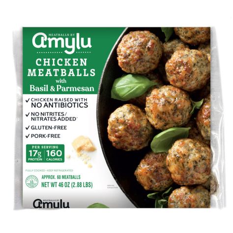 Basil & Parmesan Chicken Meatballs, Antibiotic Free, Club Pack - Amylu Foods Parmesan Chicken Meatballs, Basil Meatballs, Albondigas Meatballs, Chicken Basil, Meatballs Recipes, Parmesan Meatballs, Chicken Meatball Recipes, Snack Bites, Basil Chicken