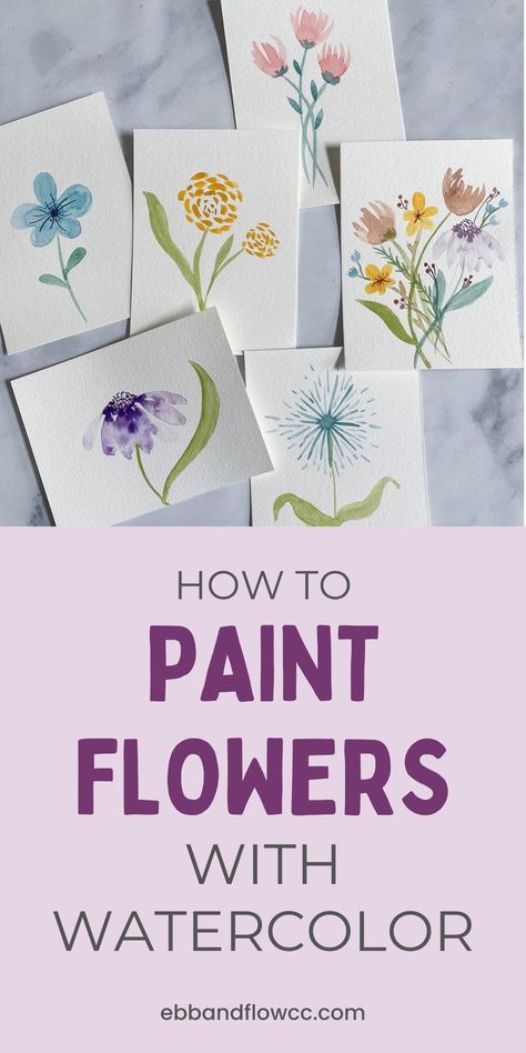 New to painting? Learn how to paint these simple watercolor flowers with this easy tutorial. Watercolor Flower Bouquet Simple, Floral Painting Ideas, Watercolor Flowers For Beginners, Watercolor Flowers Easy, Watercolor Brushstrokes, Simple Watercolor Flowers, Flowers For Beginners, What To Paint, Abstract Art Photography