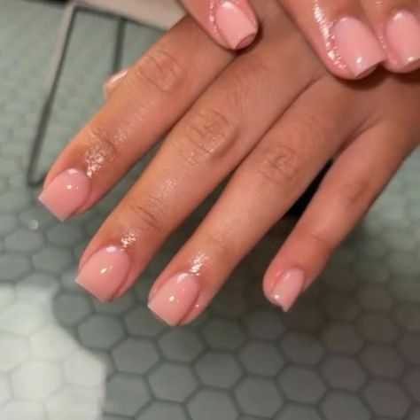 Super Short Clear Acrylic Nails, Short Realistic Acrylic Nails, Short Natural Set Nails, Short French Tip Overlay, Unhealthy Fingernails, Overlay On Real Nails, Nurse Short Nails, Pink Clear Acrylic Nails Short, Over Lay Nails Gel Overlay