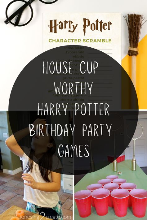 House Cup Harry Potter Birthday Party Games - Fun Party Pop Harry Potter House Cup Games, House Cup Harry Potter, Harry Potter Themed Party Favors, Harry Potter Party Ideas Games, Harry Potter Games For Kids, Harry Potter Birthday Party Games, Harry Potter Quidditch Game, Hufflepuff Birthday, Harry Potter Party Games