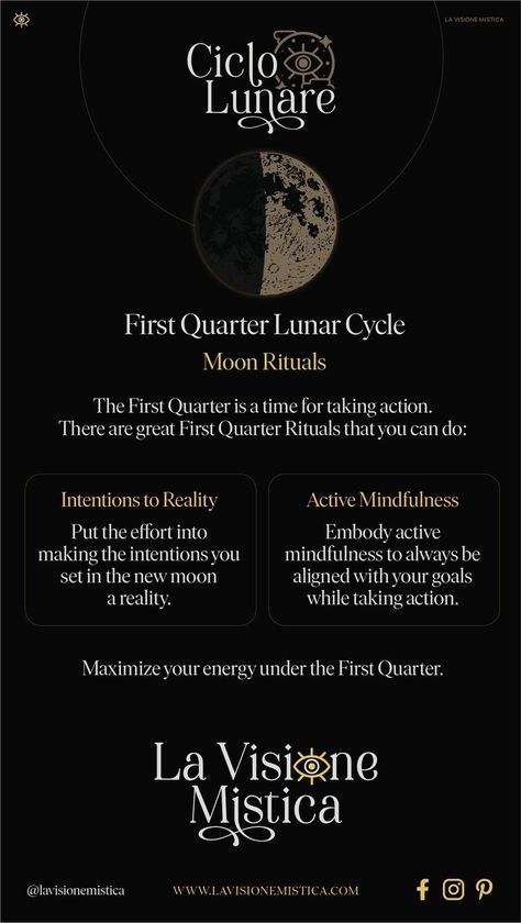 Half Moon Rituals, First Quarter Moon Meaning, 1st Quarter Moon Ritual, First Quarter Moon Affirmations, First Quarter Moon Spells, Last Quarter Moon Ritual, First Quarter Moon Ritual, Quarter Moon Ritual, 1st Quarter Moon