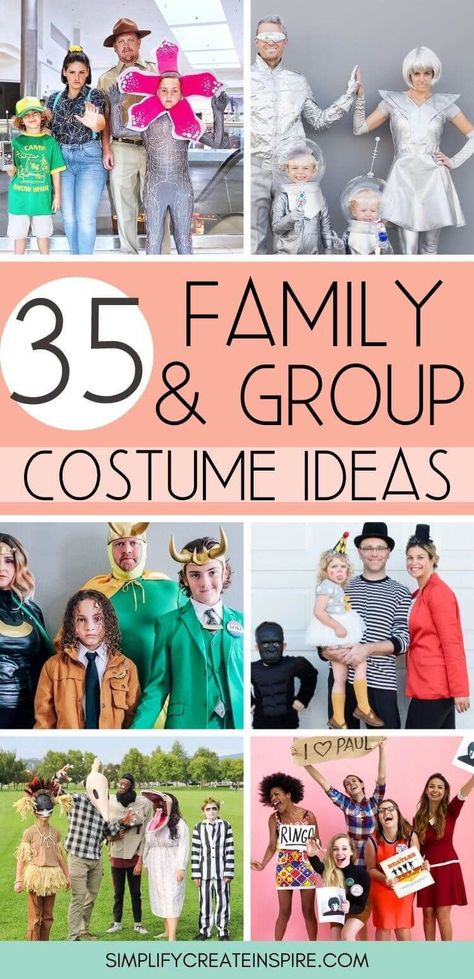 Easy Diy Family Halloween Costumes, Family Costumes For 4, Diy Family Halloween Costumes, Family Costumes For 3, Family Costume Ideas, Group Costume Ideas, Family Halloween Costume Ideas, Family Themed Halloween Costumes, Sibling Halloween Costumes