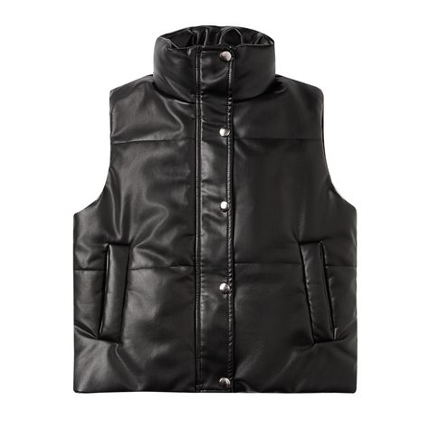 YJKDYK 2024 Autumn Winter Women's Cotton Vest Sleeveless Thicken Warm Zipper Cotton Jacket Female Leather Waistcoat, Faux Leather Vest, Fashion Stand, Coat Women Fashion, Vest Coat, Cotton Coat, Sleeveless Jacket, Quilted Vest, Leather Vest