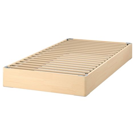 LYNGÖR foundation, Twin. A mattress base has two big advantages. It makes your bed higher and it helps your mattress keep its shape longer by distributing your body weight, providing extra support and lightening the load. Bed base frame: Solid pine. Ikea Twin Bed, Ikea Bed Frames, Ikea Mattress, Bedroom Aesthetic Cozy, Bed Base Frame, Mattress Base, Mattress Foundations, Ikea Bed, Twin Xl Bedding