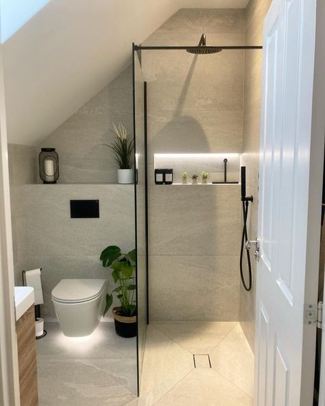 OurBamburghBuild on Instagram: "Still pinch ourselves when we walk into our en-suite! #ensuite #ensuitebathroom #ensuitedesign #walkinshower #wetroom #keepmoathomes #keepmoatbamburgh" Ensuite Walk In Shower Ideas, Wc With Shower Ideas, Ensuite Room Ideas, Bathroom Small Renovation, En Suite Loft Conversion, Loft En Suite Shower Room, Small Loft Ensuite, Small Wetroom Bathroom With Toilet, Small Walk In Bathroom Ideas