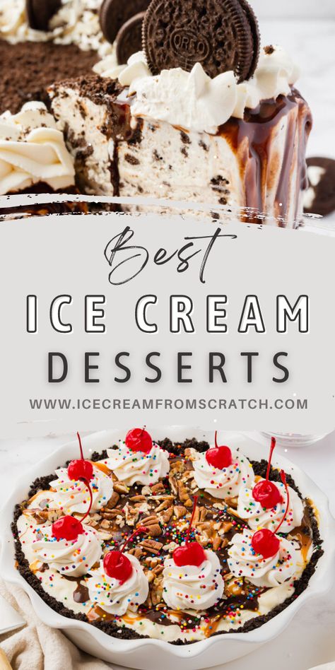 Ice Cream Pie Recipes, Ice Cream Dessert Recipes, Ice Cream Sundae Recipe, Ice Cream From Scratch, Mint Chocolate Chip Milkshake, Ice Cream Dessert Recipe, Creative Ice Cream, Sundae Recipes, Scream 4