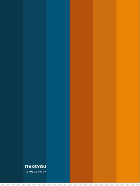 Blue Colour Combinations, Blue Complementary Color, Blue Pallets, Dark Blue Colour, Blue Color Combinations, Orange Color Schemes, Orange Color Palettes, Living Room Orange, Blue Colour Palette