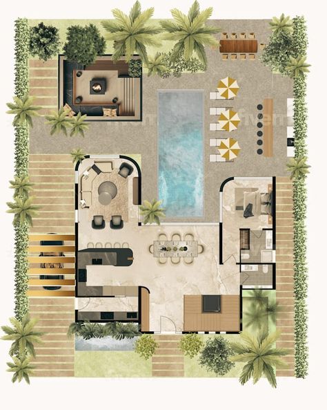 Linhpham392: I will draw a full coloured floor plan more beautiful for $20 on fiverr.com Spa Floor Plan, Park Floor Plan, Luxury House Floor Plans, Tropical Luxury, Mood Bored, Bedroom Interior Design Luxury, Architecture Sketchbook, Mediterranean Design, Cafe Interior Design