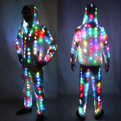 Halloween Rave Costumes, Led Outfit, Glow Costume, Led Jacket, Halloween Rave, Led Costume, Robot Suit, Light Suit, Rave Costumes