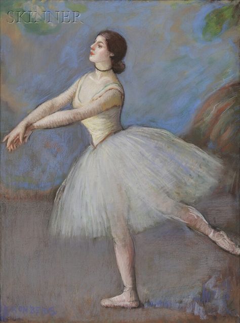 Louis Kronberg (American, 1872-1965) Dancer in White- Mlle. Cébron, Opera House, Paris Degas Ballerina, Edgar Degas Art, French Impressionist Painters, Degas Paintings, Art Ballet, Ballet Posters, Vintage Ballet, Denver Art Museum, Denver Art