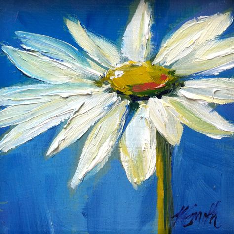 white daisy, original oil painting by Kim Myers Smith Daisy Abstract Painting, White Daisy Painting, Oil Painting Demos, Kim Smith, Daisy Tattoo, Daisy Painting, Painting Demo, Art Pastel, Selling Art Online