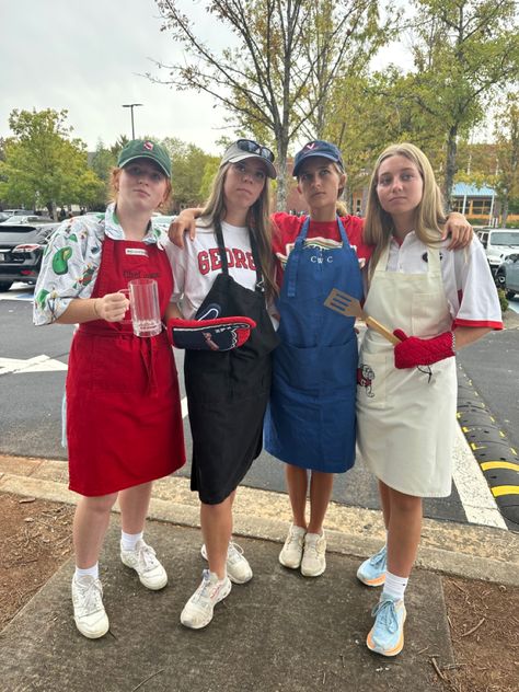 #homecoming #hoco #dressupdays #bbqdad Dress Like A Farmer Day At School, Barbecue Dad Outfit Spirit Week, Hoco Spirit Week Ideas, Dress Up Days For School Spirit Weeks, Bbq Dad Outfit Spirit Week, Cheer Themes, Spirit Day Ideas, Cheers Theme, Dad Costume