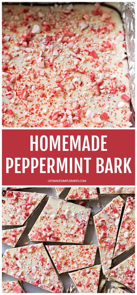 Don't waste your money on a tin of store-bought candy when you can make your own homemade peppermint bark! It's easy and so delicious! #homemadepeppermintbark #peppermintbark #peppermint #bark Peppermint Christmas Bark Recipes, Recipe For Peppermint Bark, Best Peppermint Bark Recipe, Christmas Treat Tins, How To Make Peppermint Bark, Peperment Bark, Mint Bark Recipe, Peppermint Candy Recipe, Peppermint Brittle