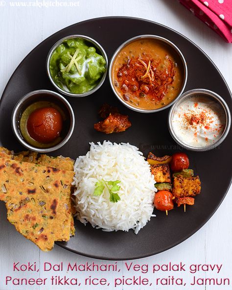 Lunch menu 61, Indian lunch recipe ideas - Raks Kitchen Koki Recipe, Healthy Lunch Menu, Lunch Menu Ideas, Lunch Recipe Ideas, Makhani Recipe, Indian Images, Lunch Recipes Indian, Indian Thali, Indian Lunch