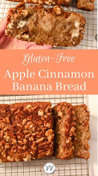 An easy gluten-free banana bread recipe with a twist for fall: apple cinnamon banana bread! This doughy sweet bread is perfect for an easy breakfast, healthy snack, or healthy dessert. It's gluten-free, but you honestly can't even tell, it's so decadent! #glutenfreerecipes #glutenfreerecipe #healthybaking Banana Apple Recipes, Bread With Applesauce, Vegetarian Breakfasts, Banana Bread Gf, Banana Bread With Applesauce, Gluten Free Apple Recipes, Apple Banana Bread, Cinnamon Banana Bread, Banana Walnut Bread