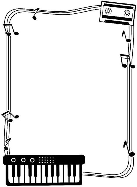 Musical Border Design, Mini Printer Templates, Music Border, Music Notes Drawing, Boarders Designs For Projects, Music Doodle, Project Cover Page, Music Notes Art, Index Design