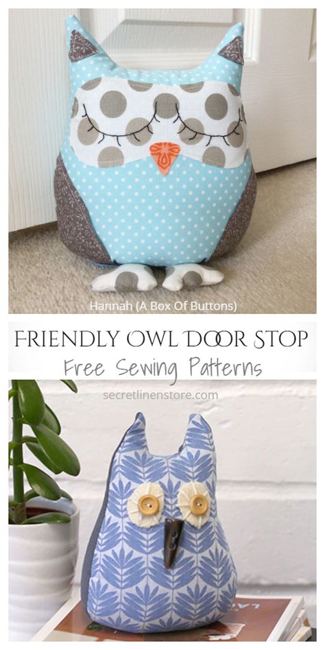 DIY Fabric Owl Door Stop Free Sewing Patterns | Fabric Art DIY Owl Toy Pattern Sewing, Fabric Door Stop Pattern, Owl Doorstop Pattern Free, Owl Cushion Pattern Free, Door Stop Sewing Pattern, Sew A Door Stop, Door Stops To Make Pattern Sew Free, Free Doorstop Sewing Patterns, Door Stops To Make Pattern Sew