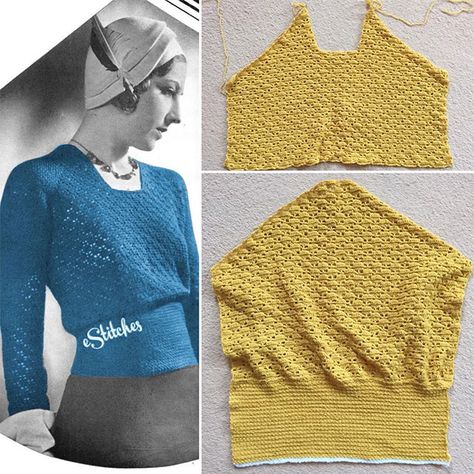 1930s crochet jumper Vintage Fitted Open Knit Crochet Top, Vintage Sleeveless Crochet Top, Vintage Cream Crochet Top, 1930s Crochet, 1930s Knitting Patterns, Crochet Jumper Pattern, Stand Collar Coat, Vintage Collections, Vintage Knitwear