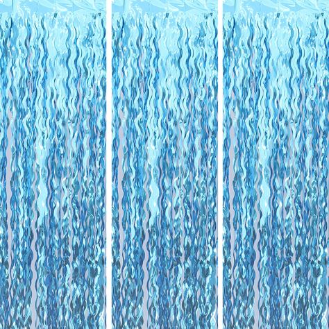 PRICES MAY VARY. 【Ideal Party Backdrop】 This tinsel fringe curtains contents three pieces in one package. It's suitable for many theme party with lake blue color, such as beach party decorations, baby shark birthday, frozen party or mermaid party decorations. 【Wavy Shape】These foil curtains have special wavy shape and shining metallic surface. Sparkle and beautiful. Best choice for your party backdrop. 【Durable Material】This streamers curtain is about 0.25 mm thick and made of strong and high te Megalodon Birthday Party, Ocean 2nd Birthday Party, Under The Sea Party Decor, Under The Sea Boy Birthday Party, Baby Shark Birthday Party Boy Decoration, Under The Sea Birthday Party Decorations, Water Themed Birthday Party, Spongebob 25th Birthday Party, Ocean Party Ideas