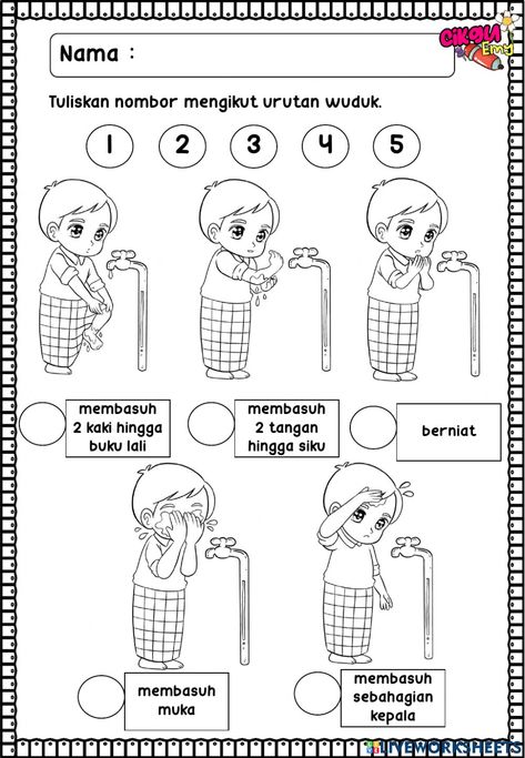 Pendidikan Islam Worksheet For Kindergarten, Latihan Pendidikan Islam Prasekolah, Pendidikan Islam Prasekolah, Islamic Worksheet, Aktiviti Tadika, Waktu Solat, Muslim Kids Activities, Aktiviti Kanak-kanak, Islamic Kids Activities