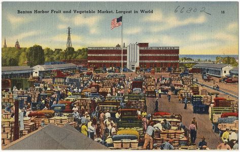 Benton Harbor Fruit and Vegetable Market, largest in the w… | Flickr Benton Harbor Michigan, Vegetable Market, Restaurant Inspiration, Michigan Art, Benton Harbor, Harbor House, Boston Public Library, Linen Texture, St Joseph