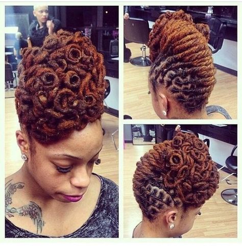 Wedding styles for Natural Hair and loc – Chekidredi Loc Updo, French Roll, Dreads Girl, Dreadlock Styles, Afrikaanse Mode, Dreads Styles, Updo Styles, Hair Done, Pin Curls