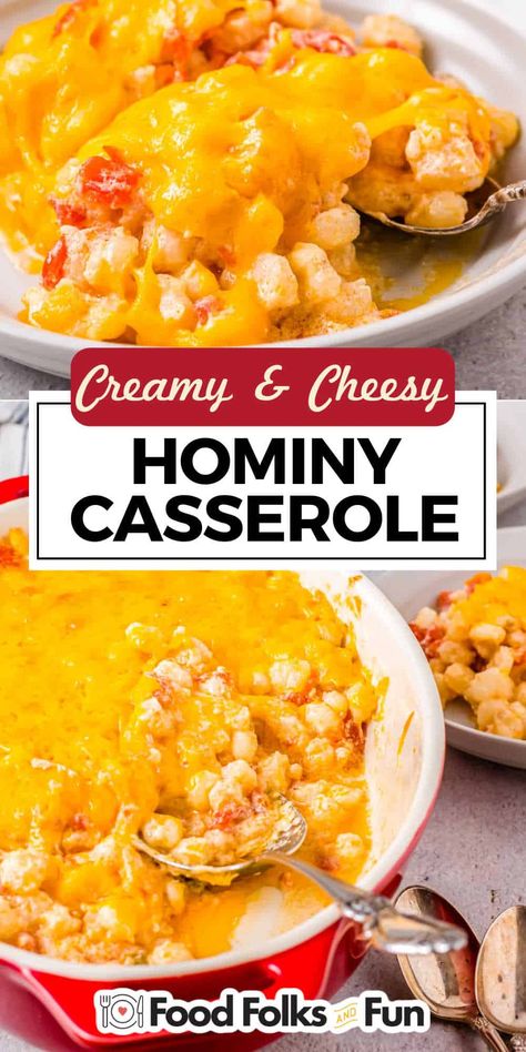 Hominy Recipes Easy, Pioneer Woman Recipes Hominy Casserole, Hominy Casserole With Fritos, Hominy Casserole Pioneer Woman, Hominy Casserole Recipes, Recipes For Hominy, Hot Hominy Casserole, Enchiladas And Side Dishes, Hominy Corn Recipes