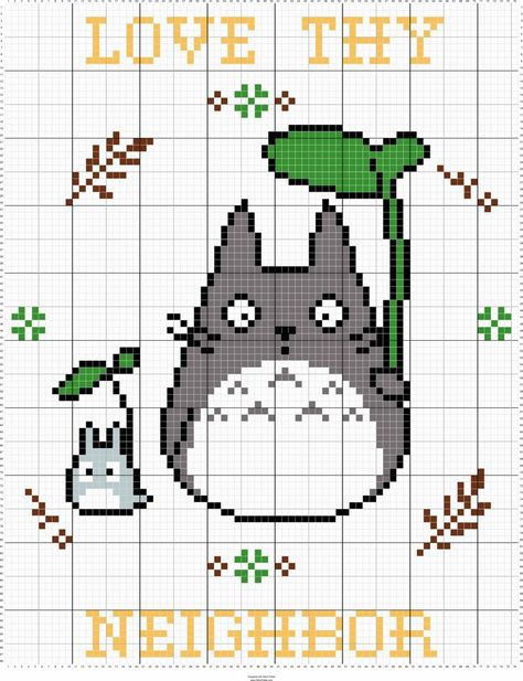 My Neighbor Totoro Cross Stitch, Disney Patterns Crossstitch, Free Studio Ghibli Cross-stitch Patterns, Totoro Cross Stitch Pattern Free, Studio Ghibli Cross Stitch Pattern Free, Cross Stitch Totoro, Cross Stitch Anime Patterns, Totoro Cross Stitch Pattern, Ghibli Cross Stitch Pattern