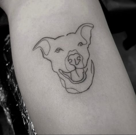 Dog Shake Hand Tattoo, Pitbull Line Art Tattoo, Dog Face Tattoo Simple, Fine Line Dog Face Tattoo, Dog Line Work Tattoo, Line Work Animal Tattoo, Simple Dog Portrait Tattoo, Fine Line Dog Portrait Tattoo, Line Work Dog Tattoo