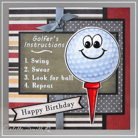 Golfing Cards For Men, Mens Homemade Birthday Cards, Golf Birthday Card Ideas, Shelf Ornaments, Masculine Cards Handmade, Golf Birthday Cards, Golf Cards, Mens Birthday, Birthday Card Sayings